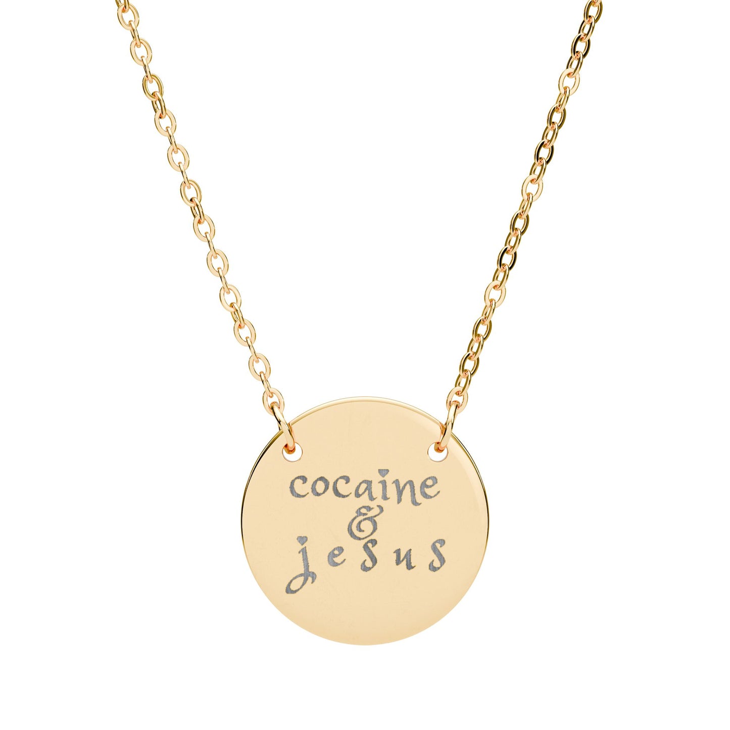 Cocaine & Jesus Circle Necklace