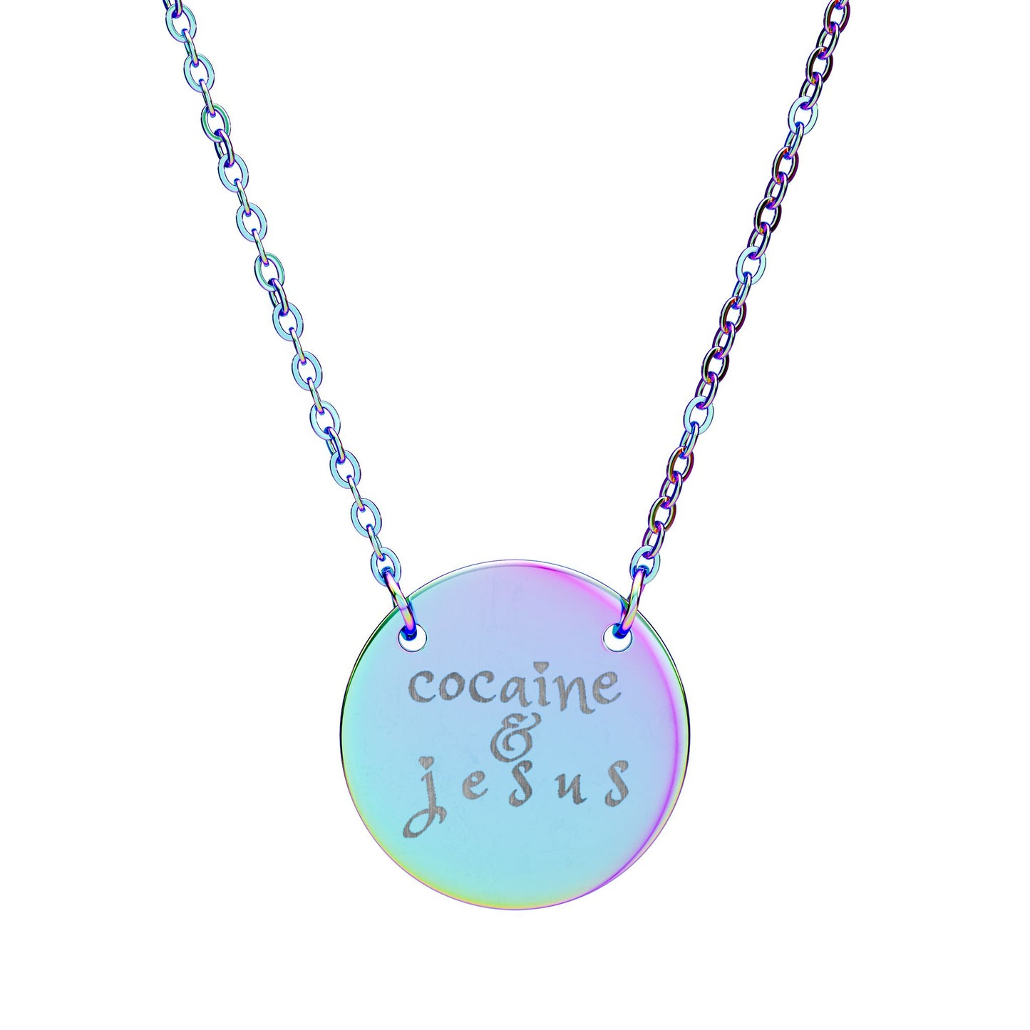 Cocaine & Jesus Circle Necklace