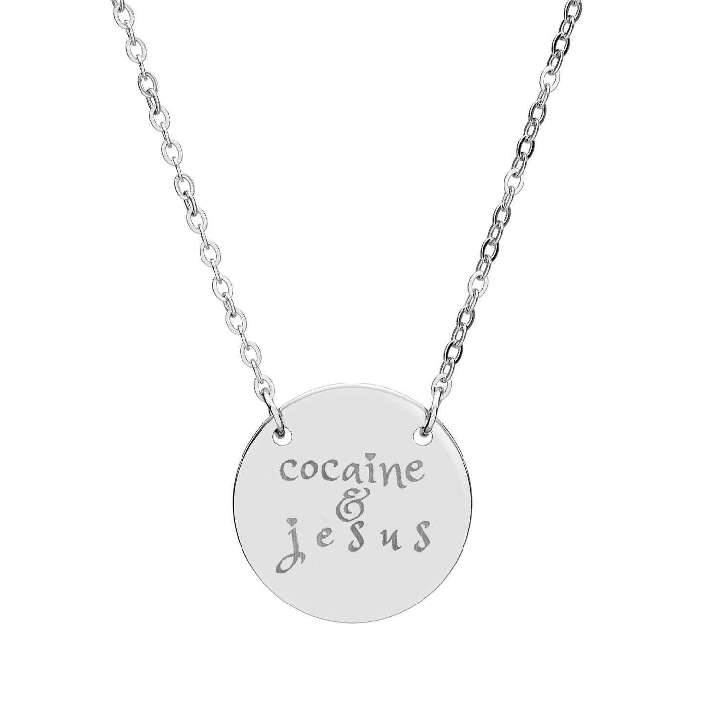 Cocaine & Jesus Circle Necklace