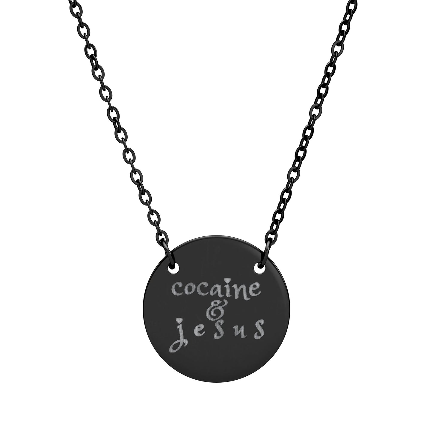 Cocaine & Jesus Circle Necklace